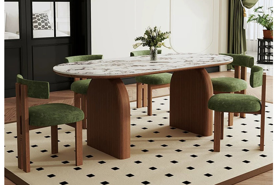 Dining table Oval dining table sintered stone dining table Medieval-style dining table